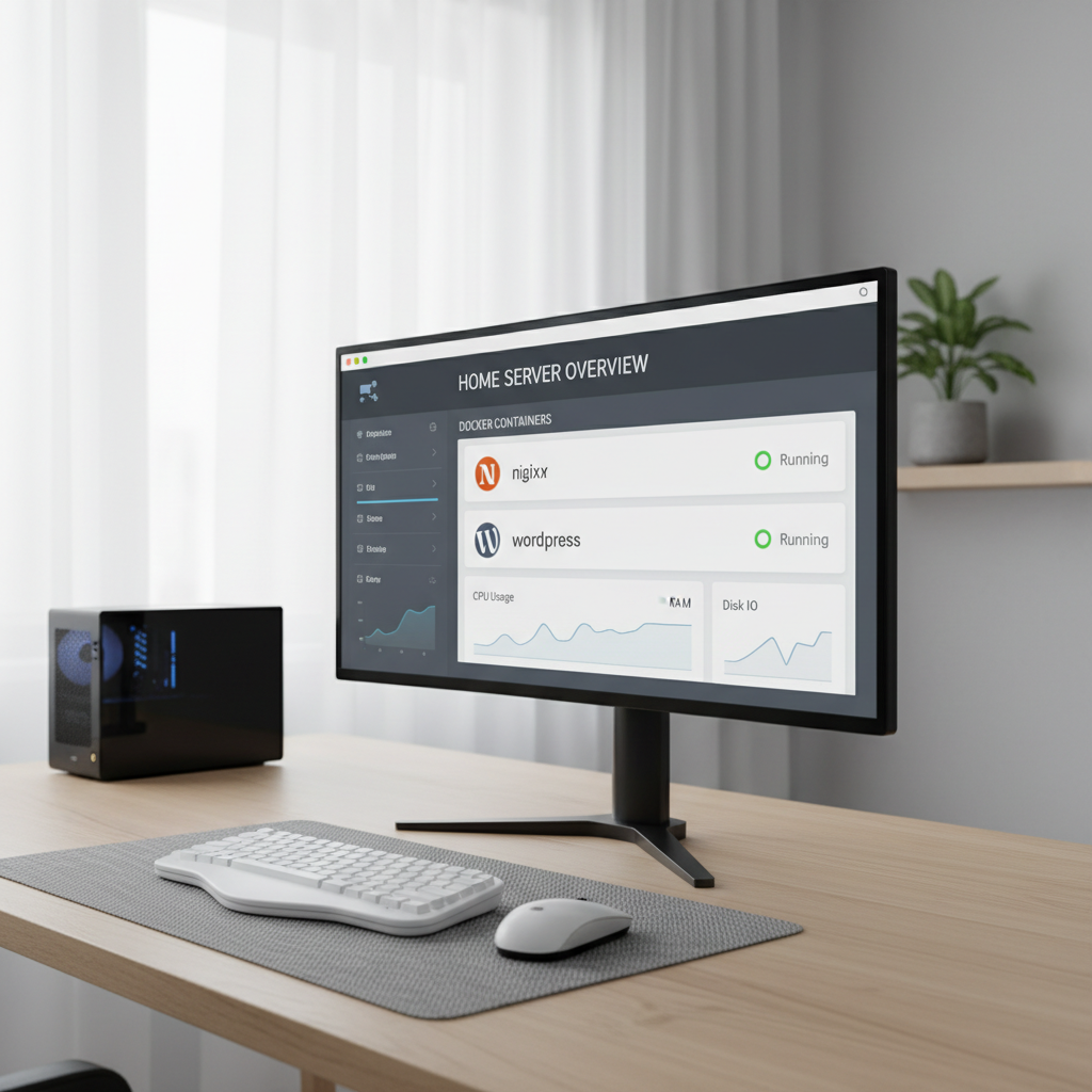 Docker containers running on a home server dashboard for beginners