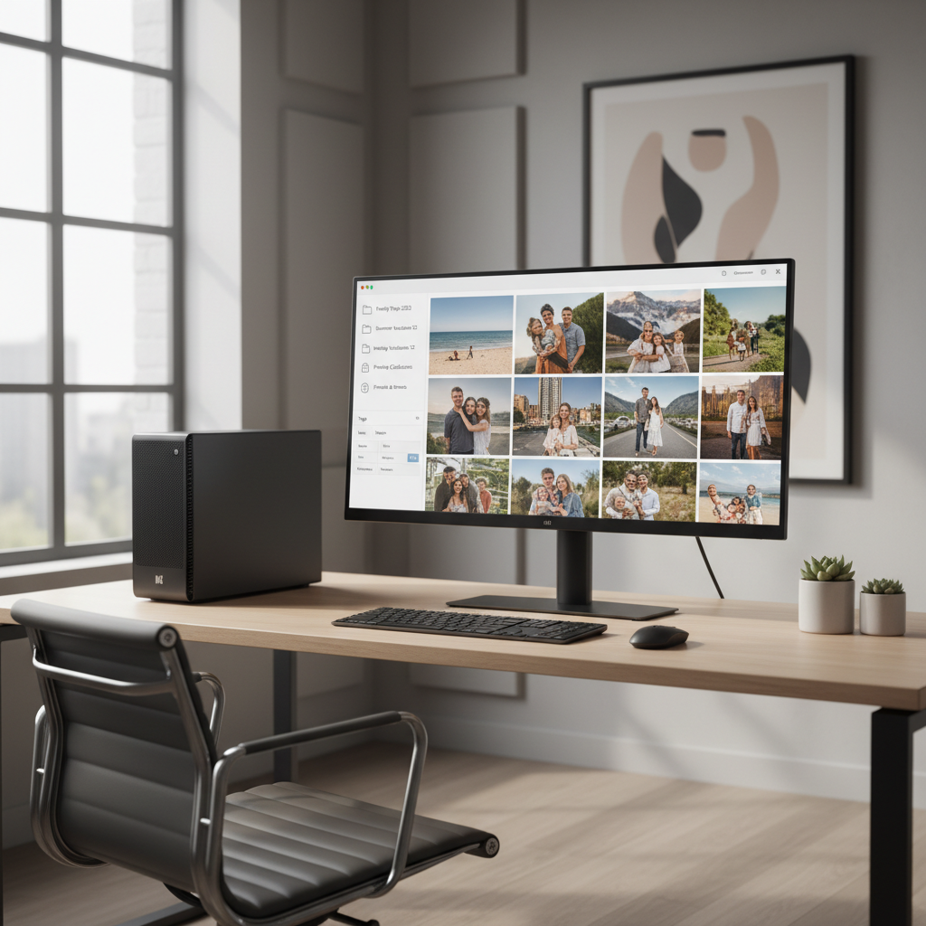 Windows PC photo library organized with folders and tags
