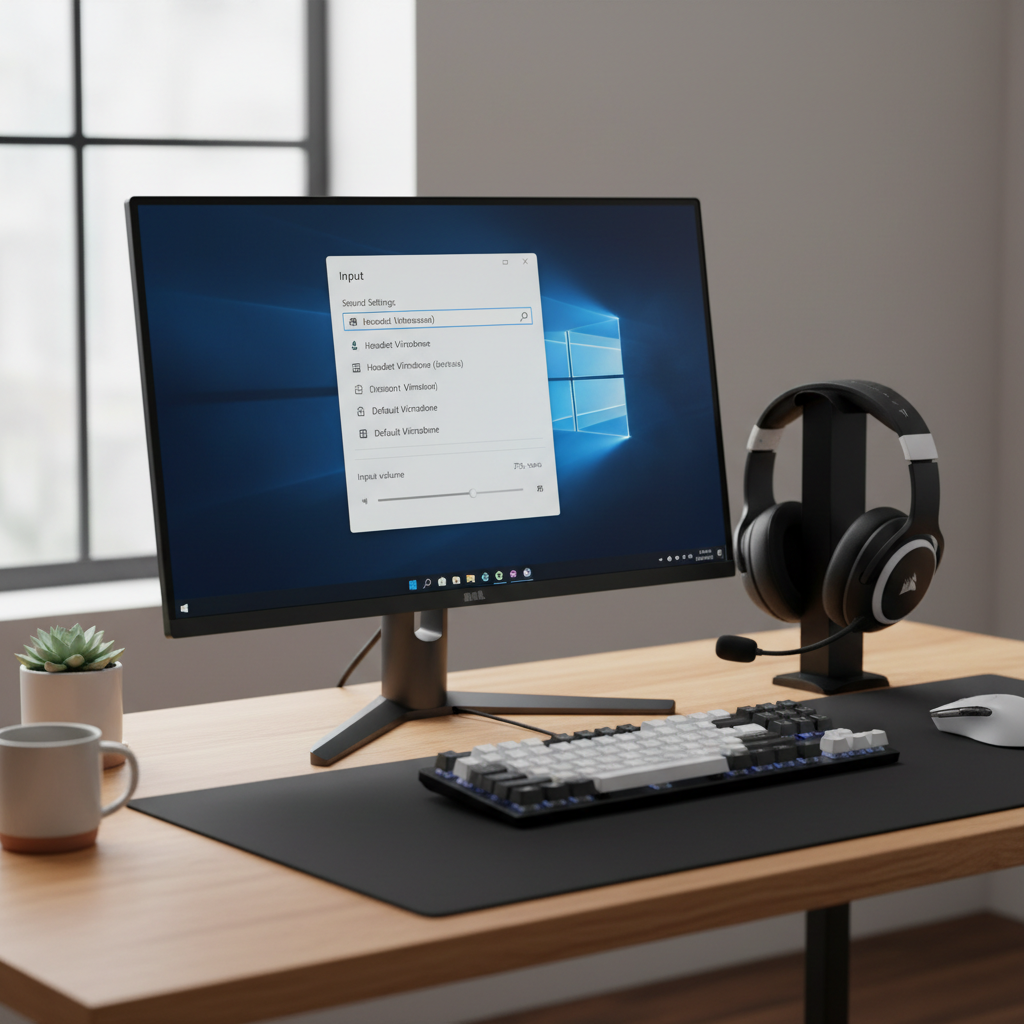 PC audio settings screen showing microphone level and input device selection for a gaming headset