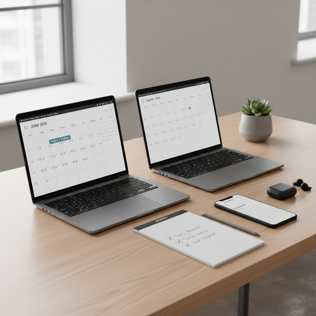 Comparing free online calendar tools for planning with laptop and phone views