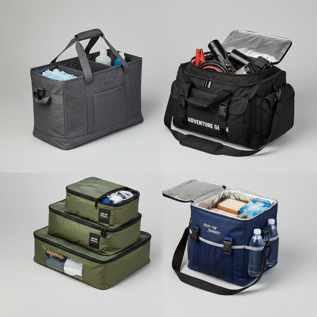 Comparison of trunk storage bag types: structured tote, cubes, insulated bag