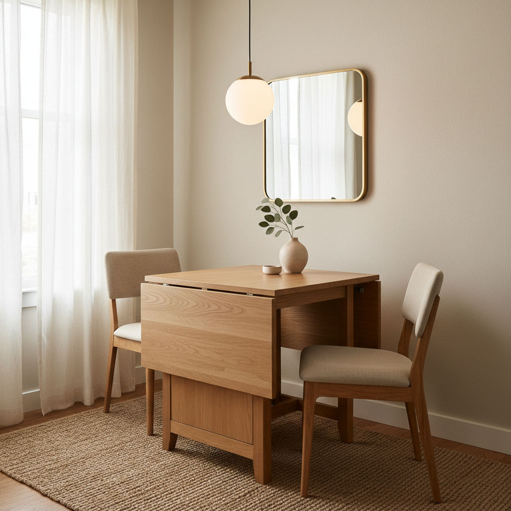 Fold-out dining table in a small kitchen nook