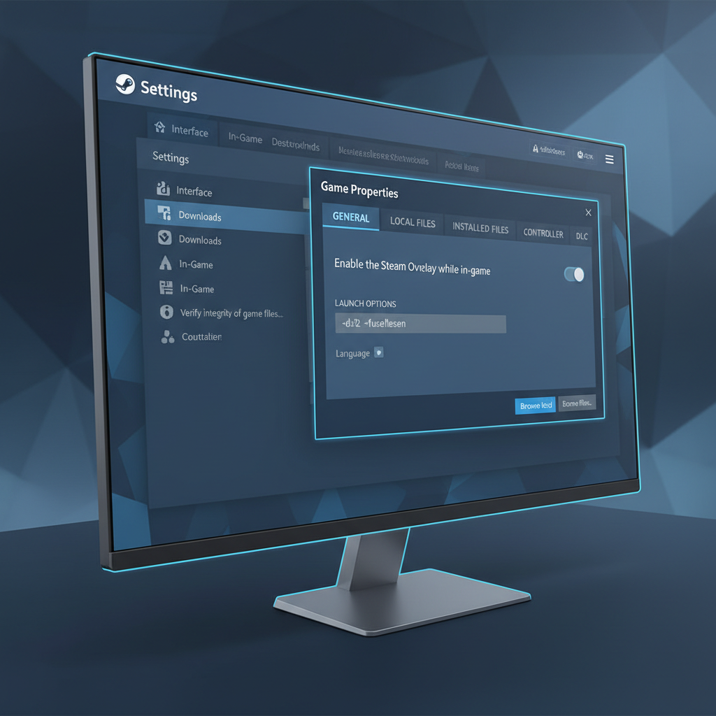 Steam settings screen with overlay and performance options