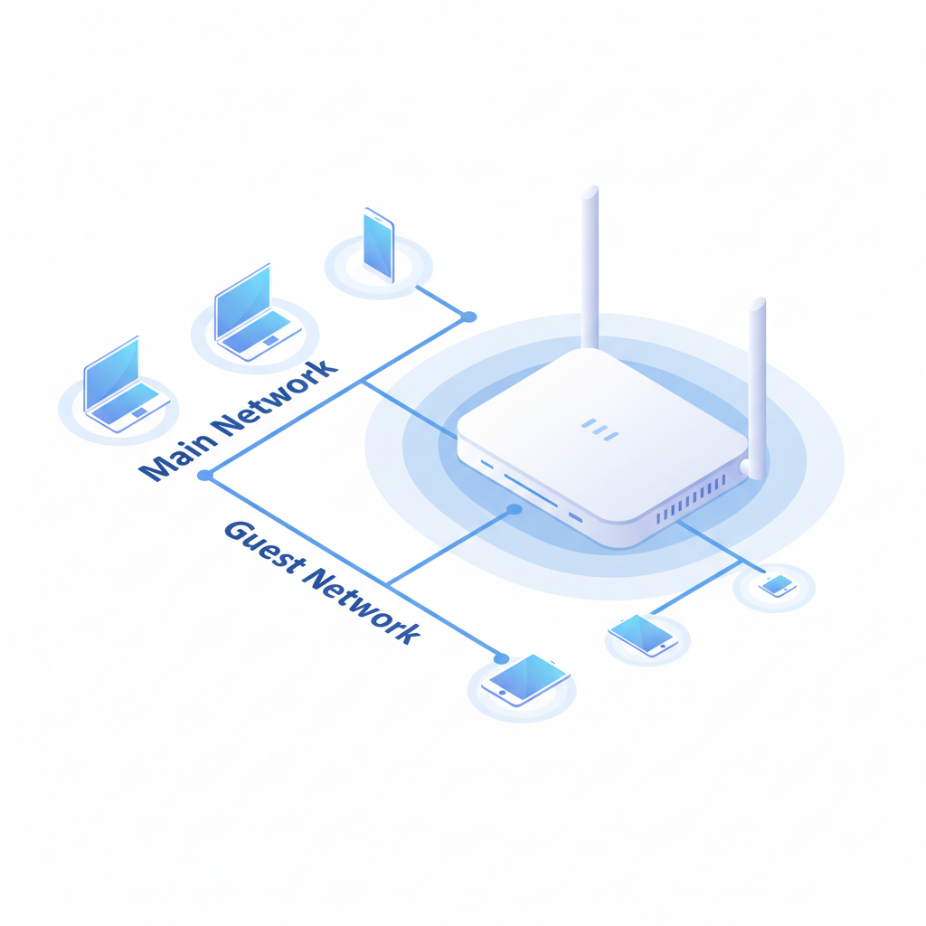 Guest WiFi vs main network concept in a home router setup