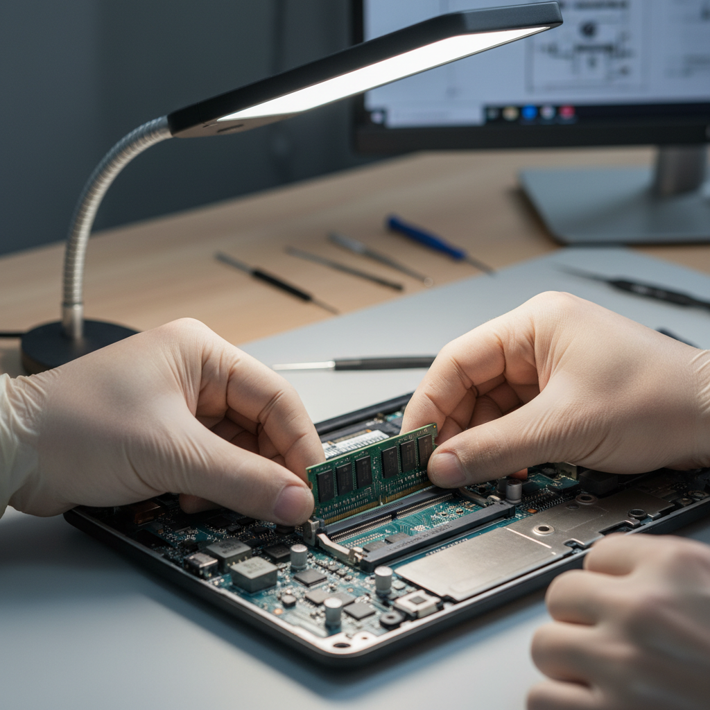 Installing SO-DIMM RAM into a laptop memory slot