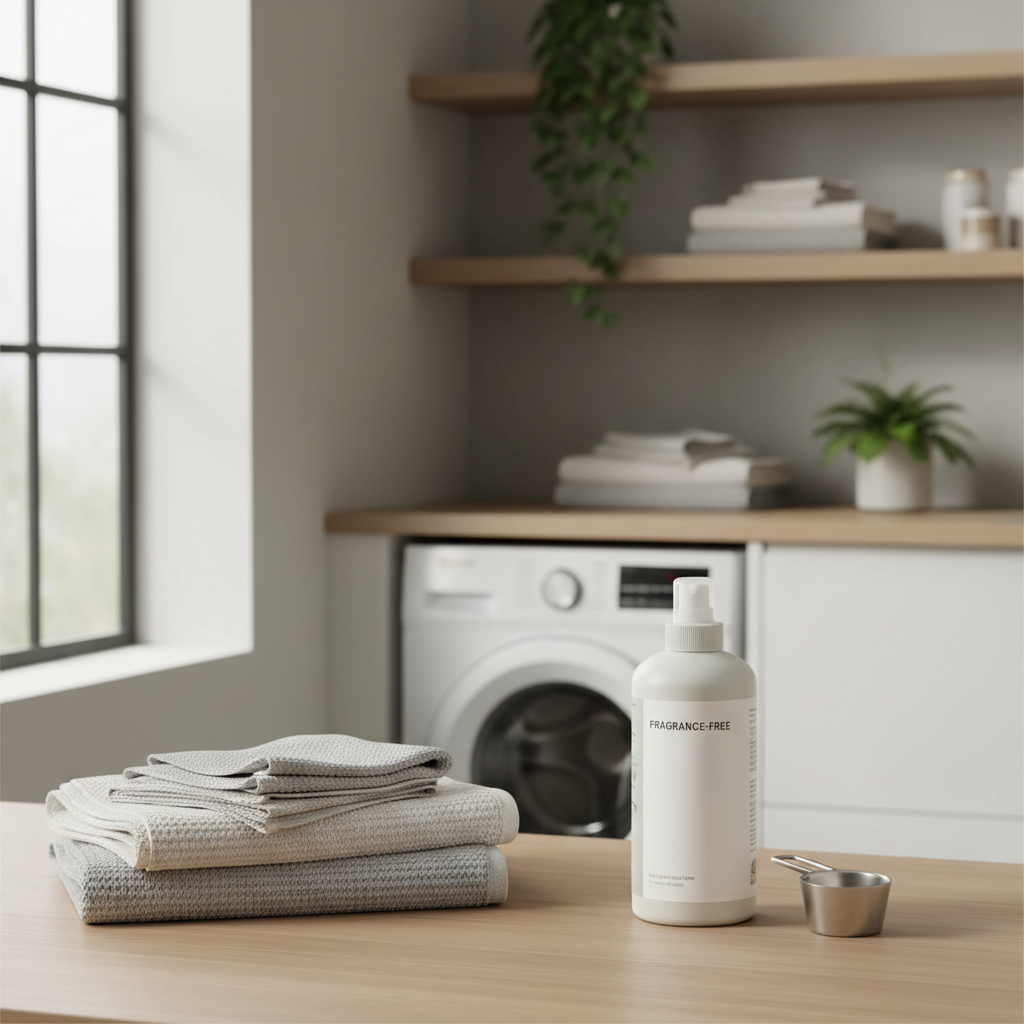Eco friendly laundry detergent setup for sensitive skin at home