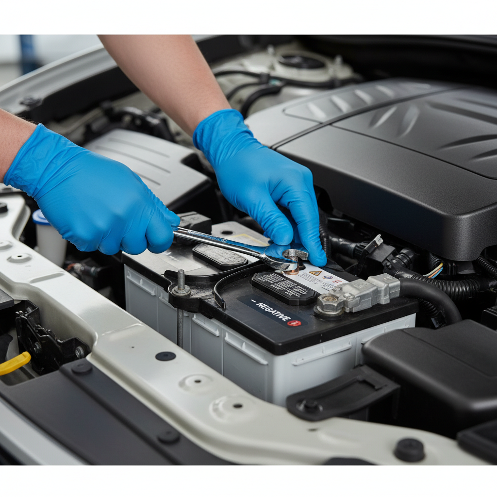 Safe battery terminal removal order using hand tools