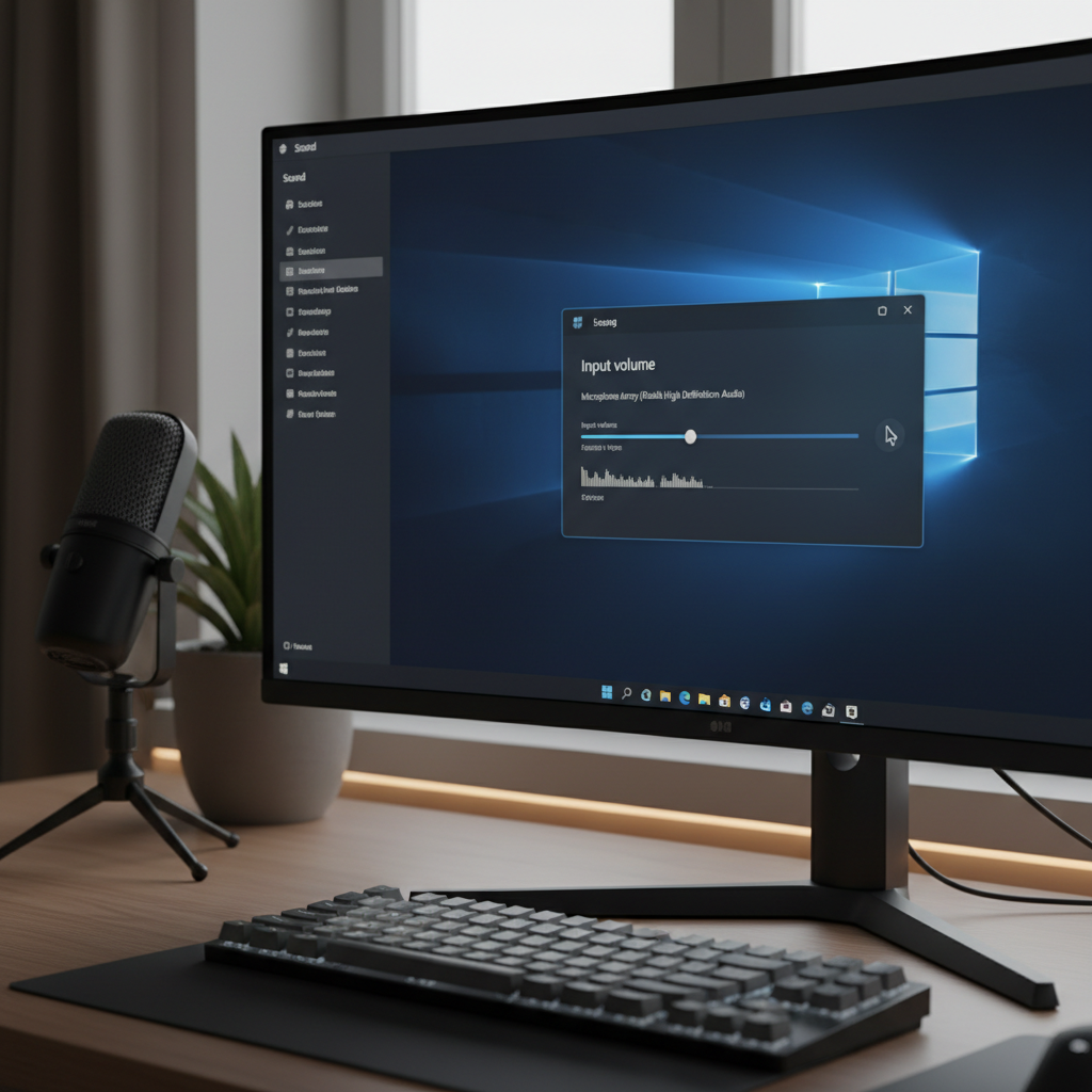 Windows 11 Sound settings showing microphone input volume adjustment