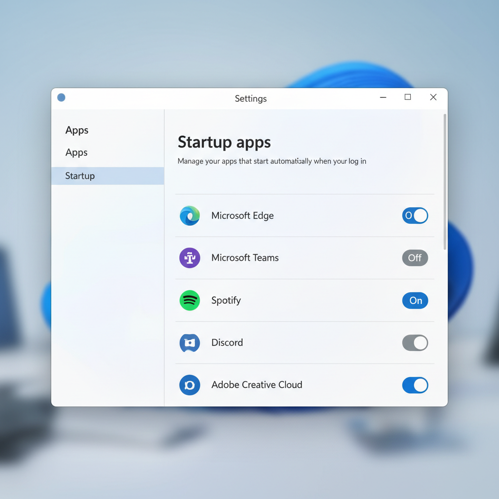 Windows 11 Settings Apps Startup toggles