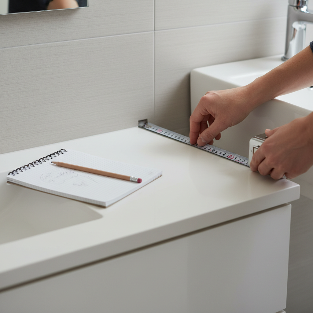 Measuring a narrow bathroom gap for a slim rolling cart