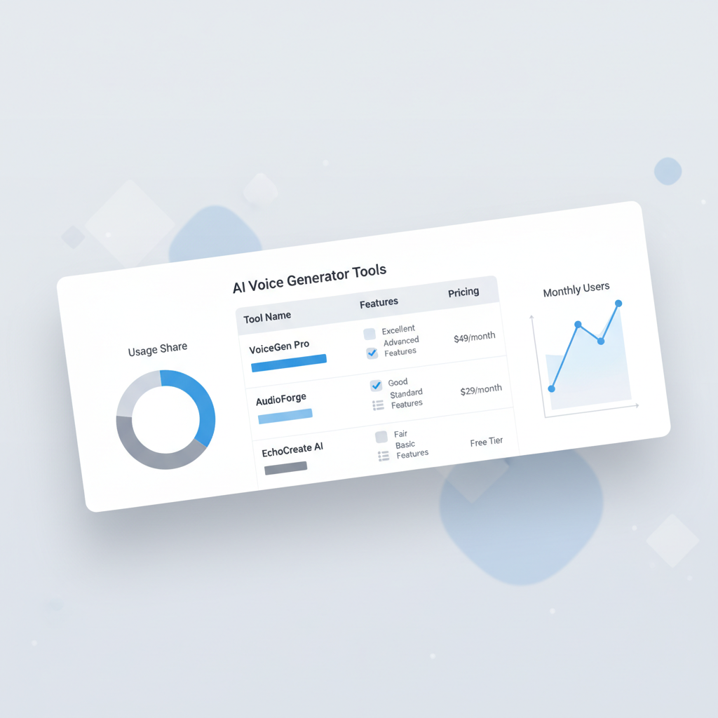 Comparison table concept for AI voice generator tools on a clean dashboard