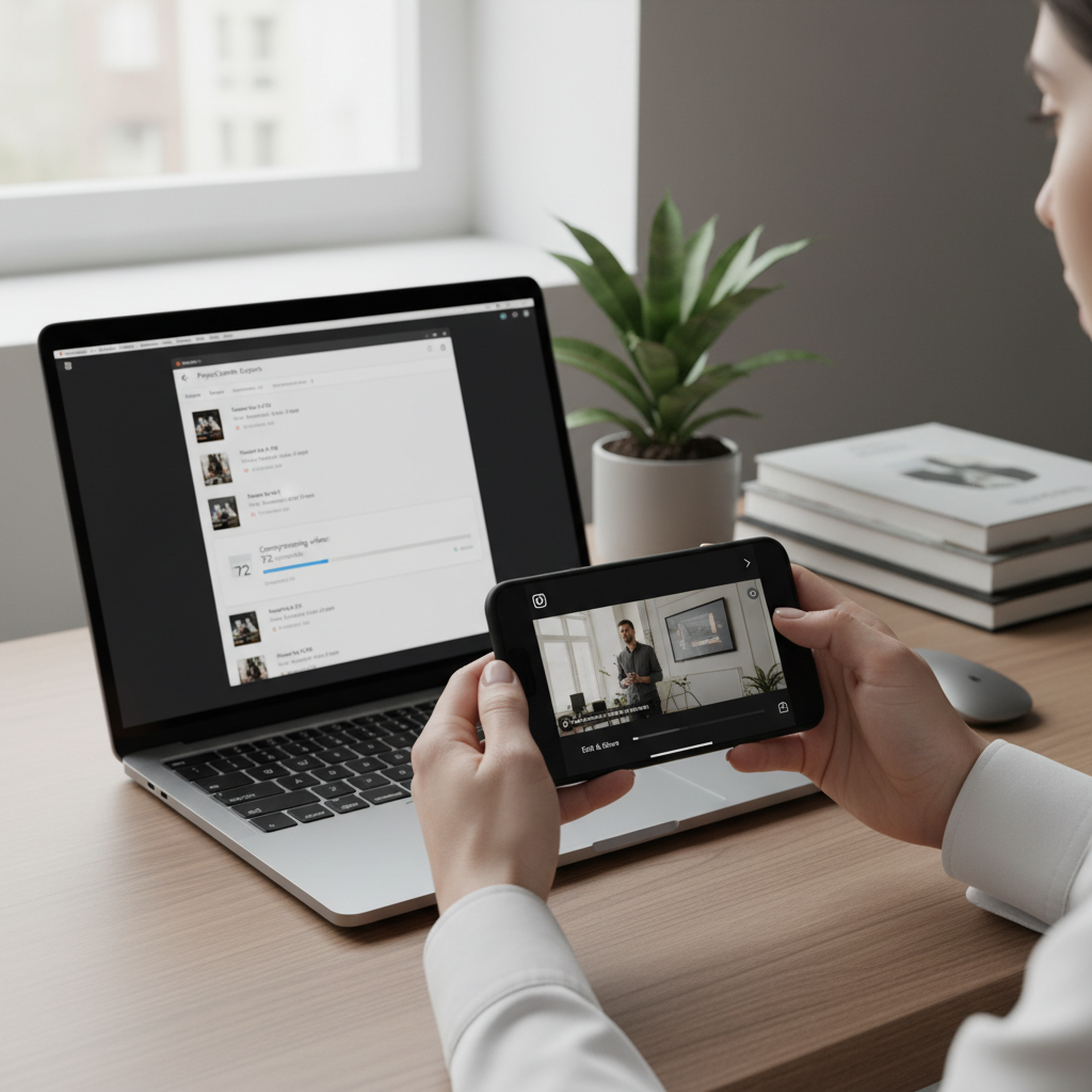 Testing compressed Instagram Reels video quality on a smartphone before upload