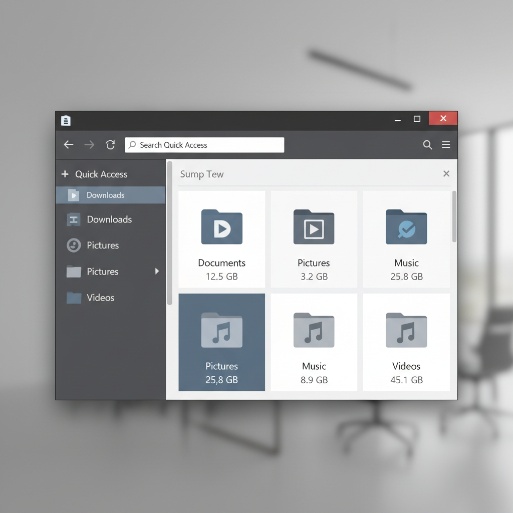 File Explorer showing large folders like Downloads and Videos for manual cleanup