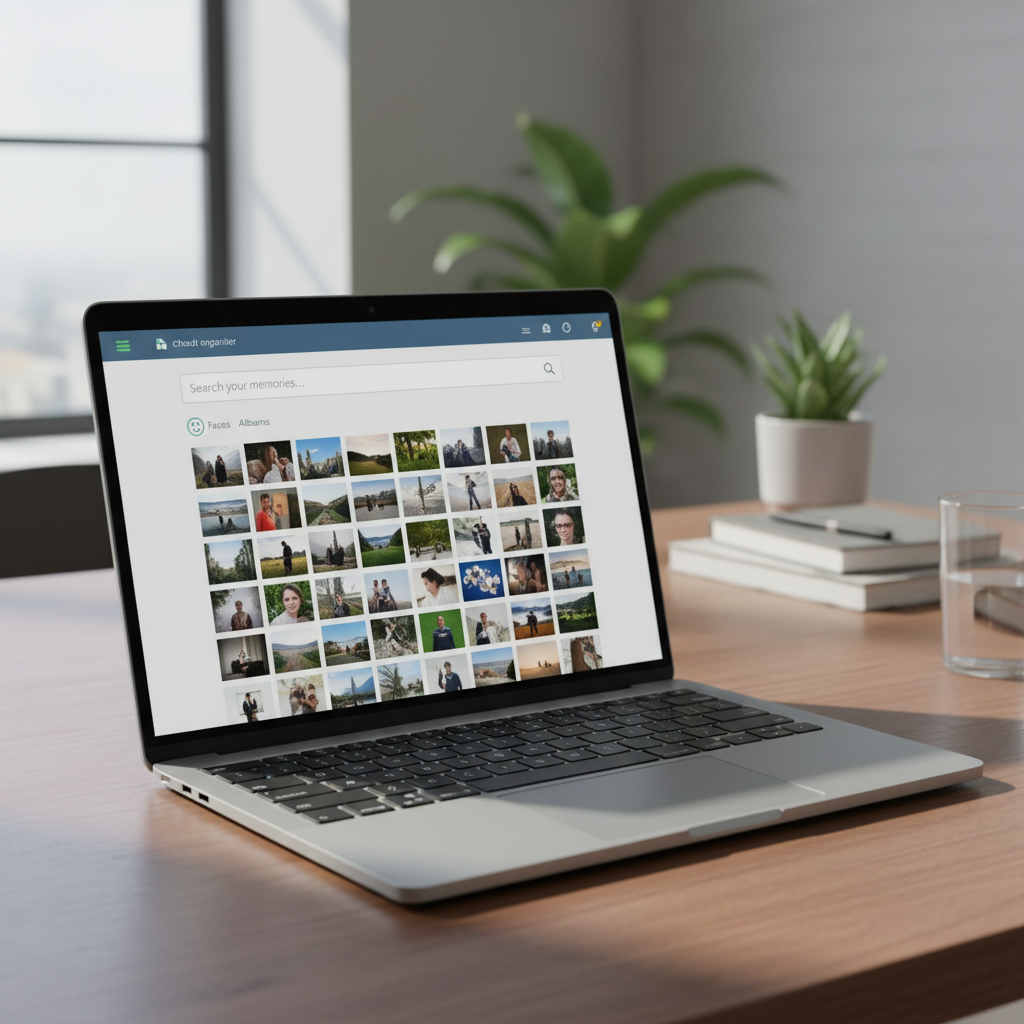 Cloud-based photo organizer search on a Windows laptop