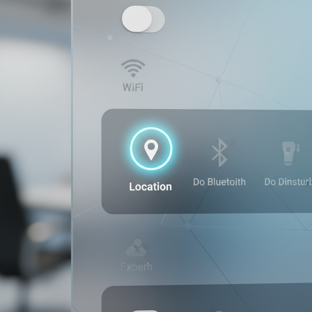 Android quick settings panel with Location toggle highlighted