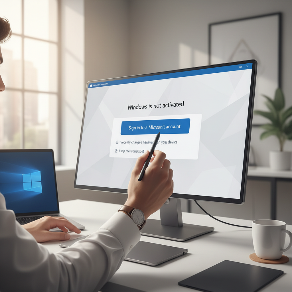 User signing into Microsoft account on Windows activation screen