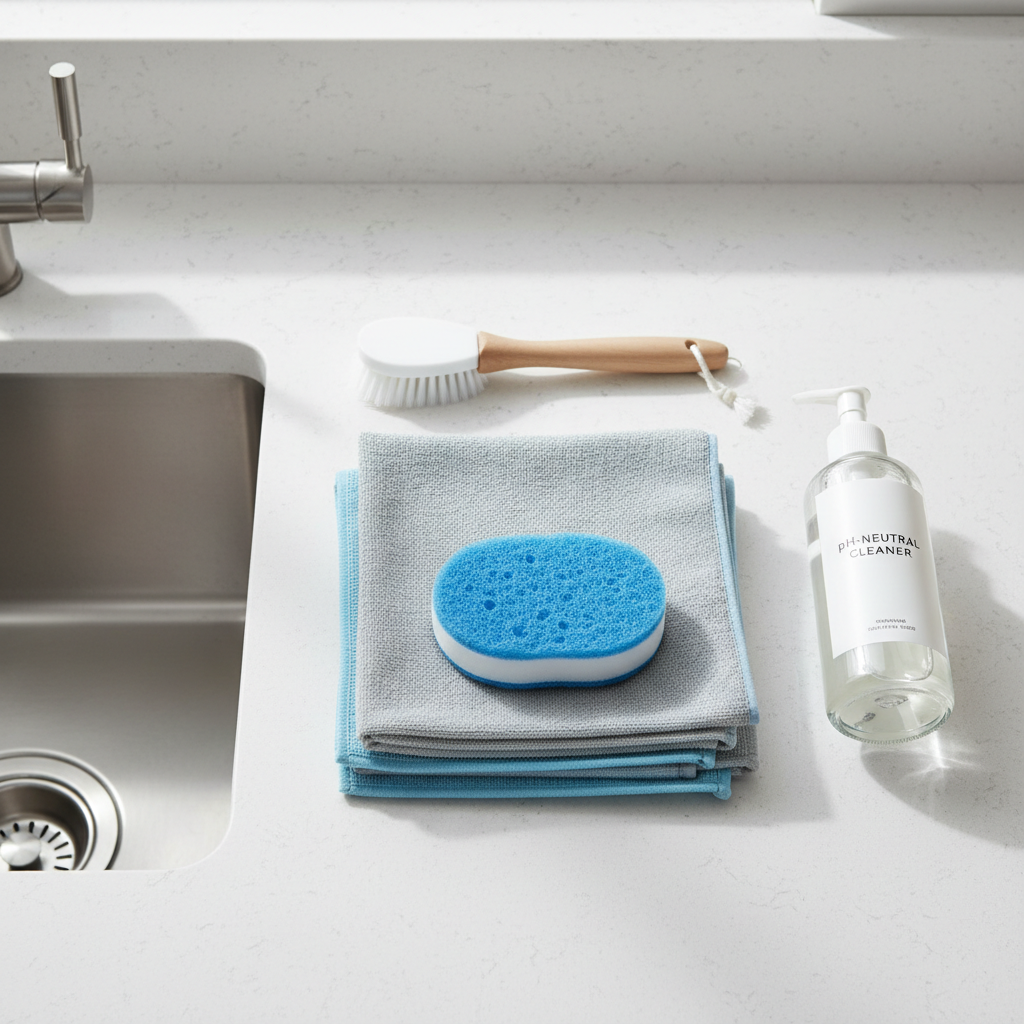 Non-abrasive cleaning tools for stainless steel sink shine microfiber cloth soft sponge