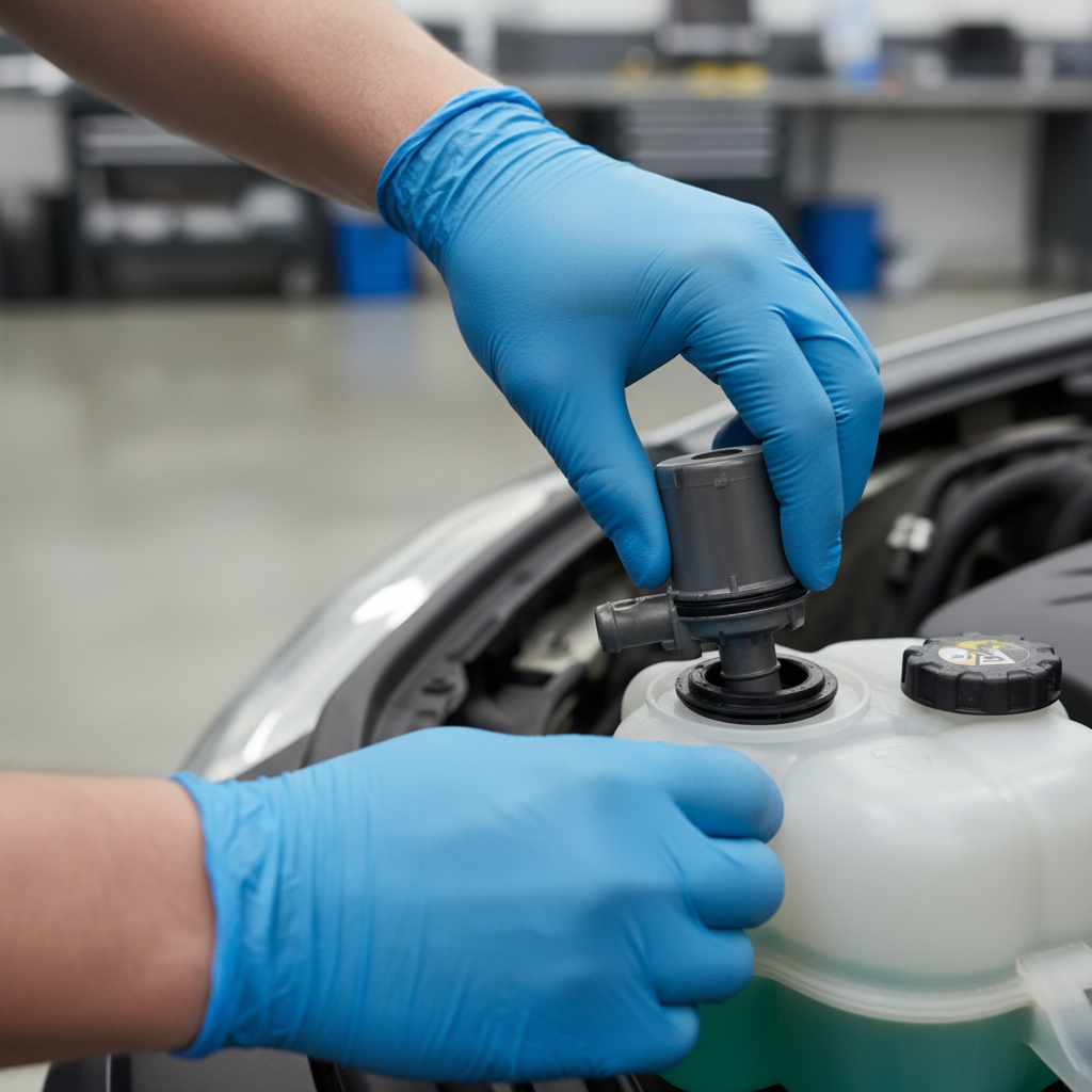 Installing a new windshield washer pump into the reservoir grommet