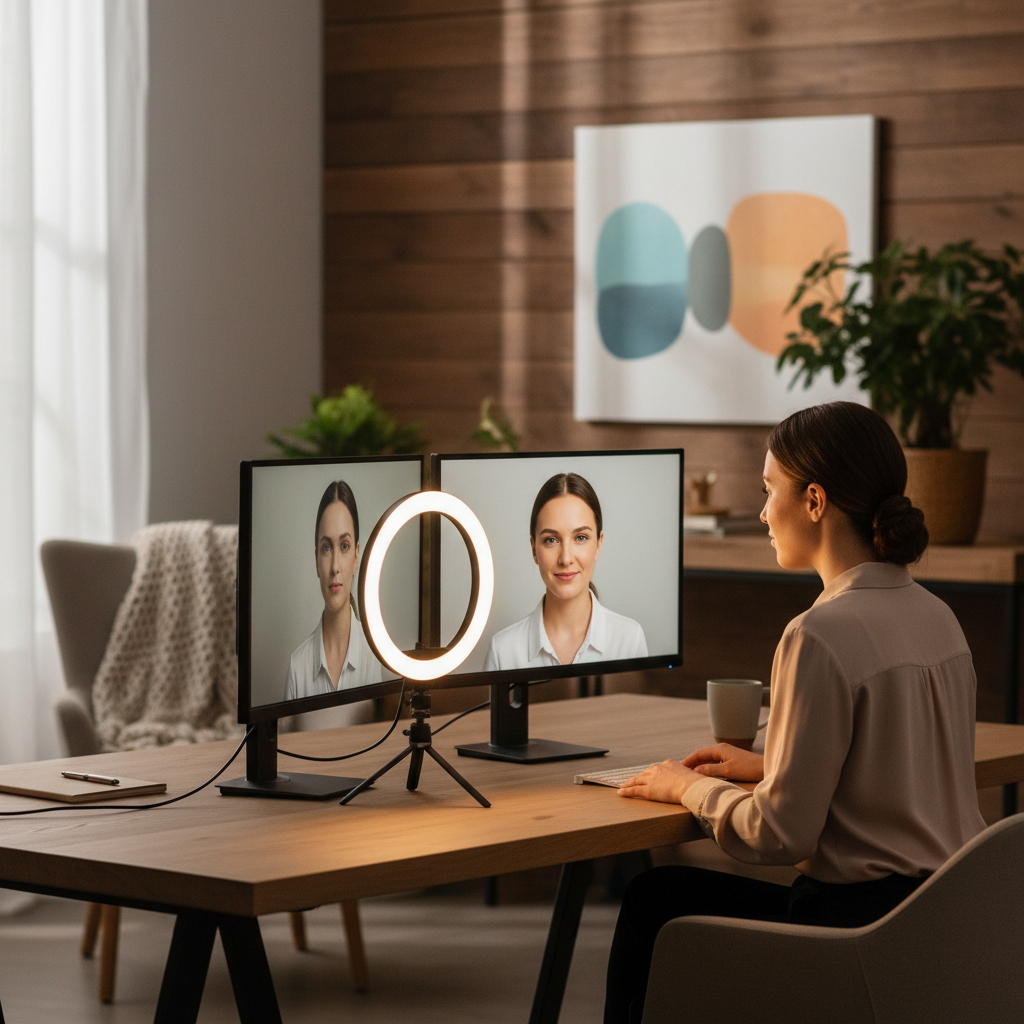 Improving lighting to reduce webcam blur on video calls