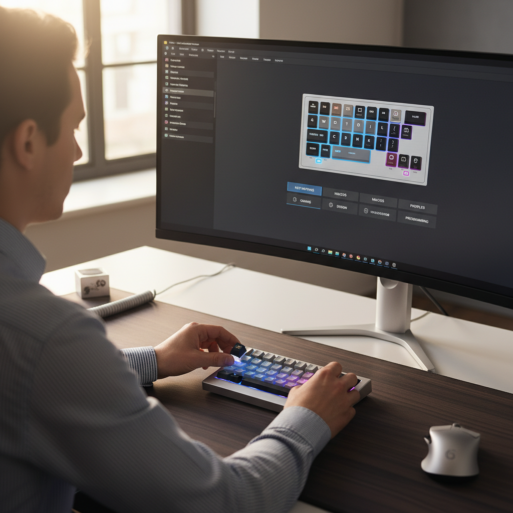Hands mapping macros on a mechanical keypad software profile