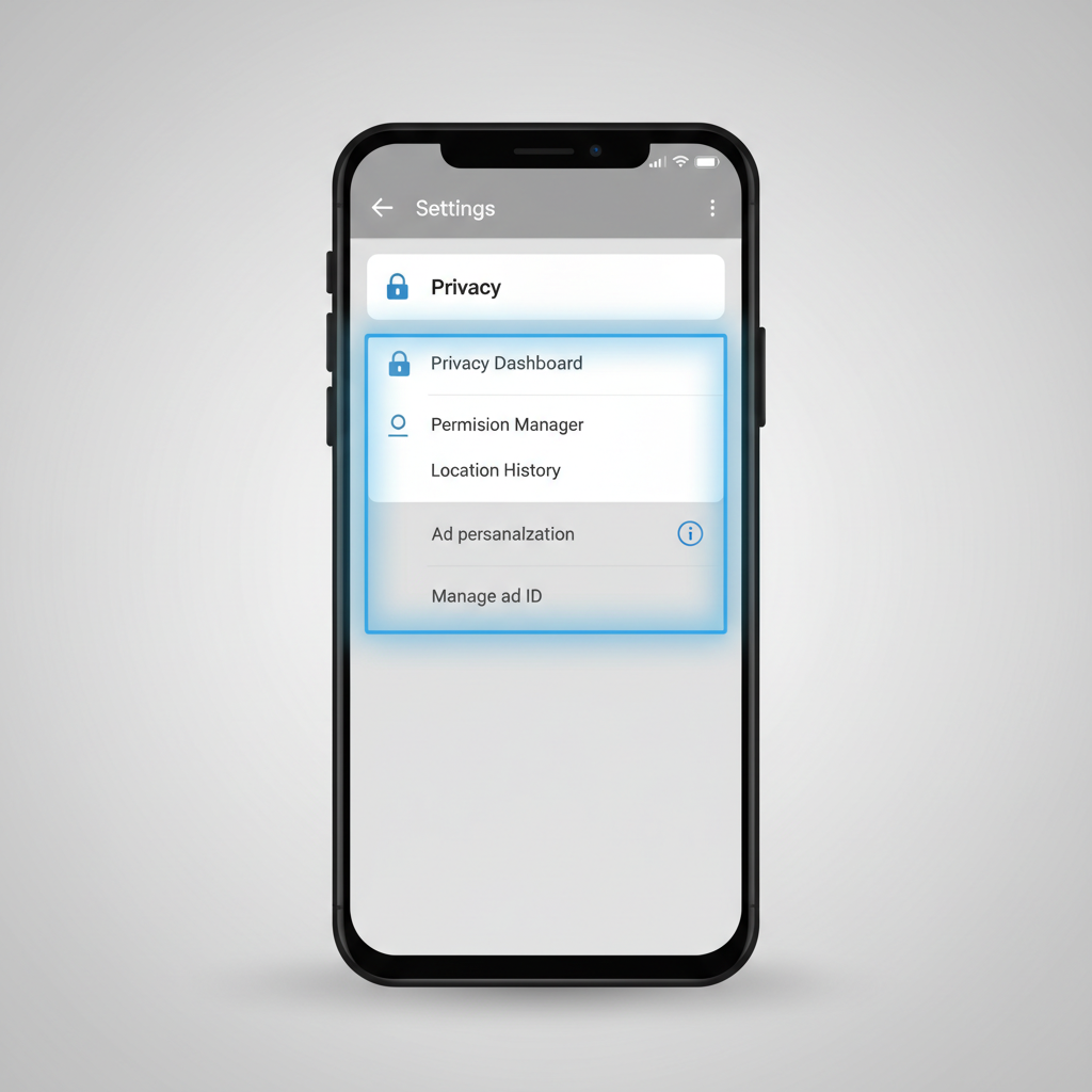 Android phone settings screen showing privacy and ads controls