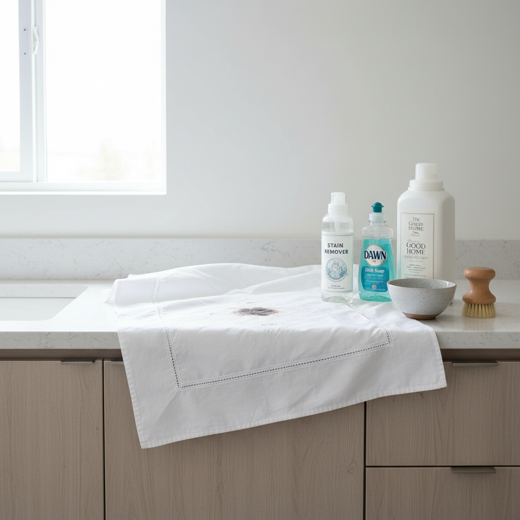 Laundry setup for pre-treating lipstick stains on pillowcases