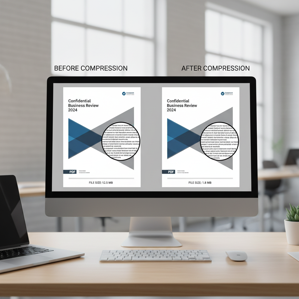 Previewing PDF before and after compression to check readability and image quality
