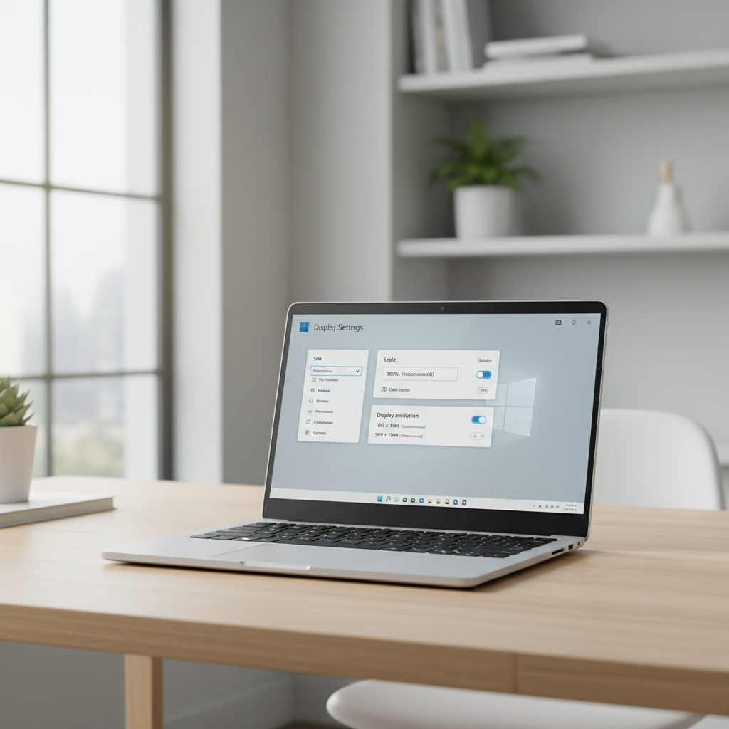 Windows laptop display settings for fixing blurry text and scaling