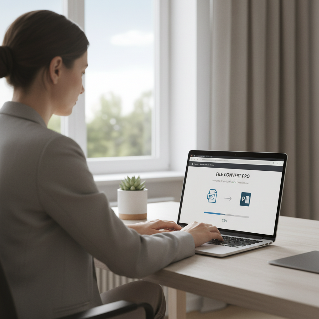 User converting files online without downloading software on a laptop