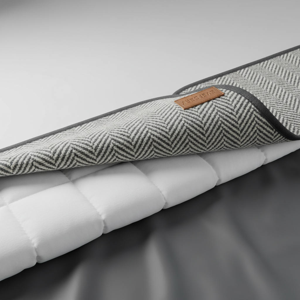 Close-up of waterproof picnic blanket layers and backing material