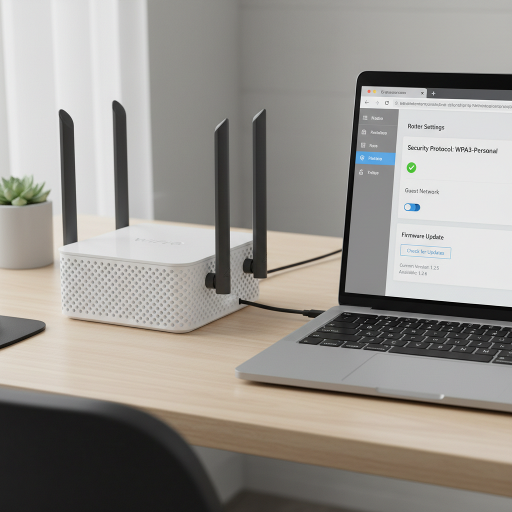 Home router security settings with WPA3 and guest network enabled
