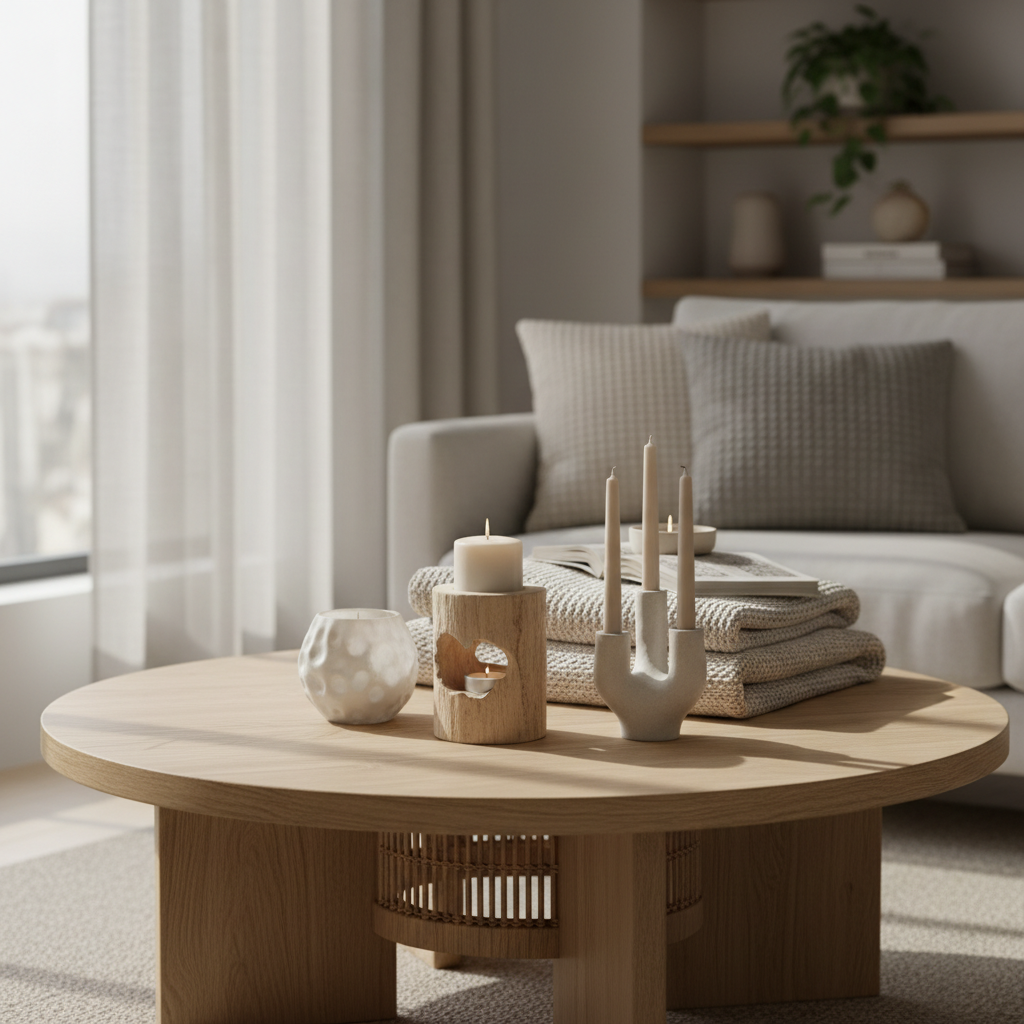 DIY candle holders styled on a coffee table for home decor