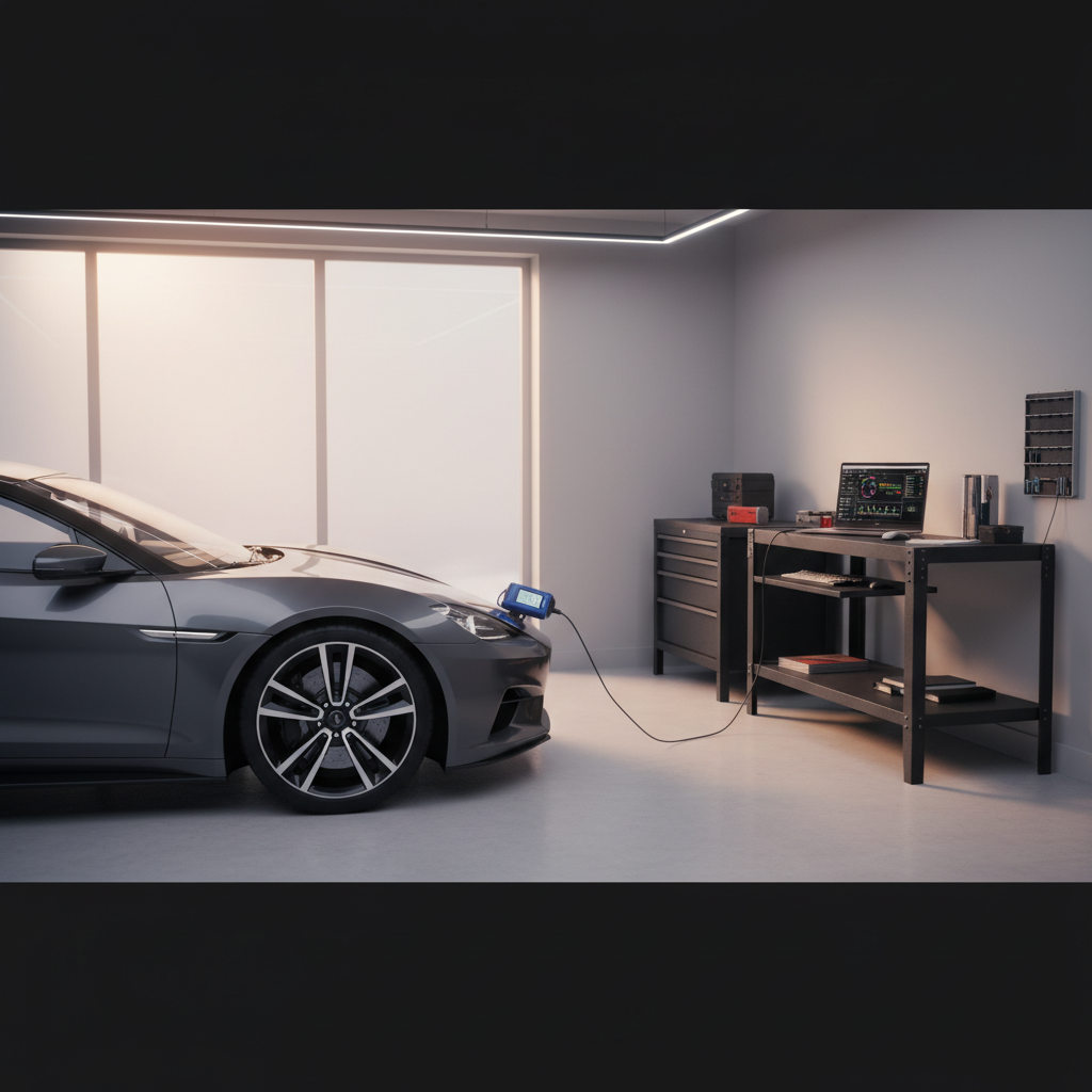 Home garage setup for checking an oxygen sensor with an OBD2 scanner