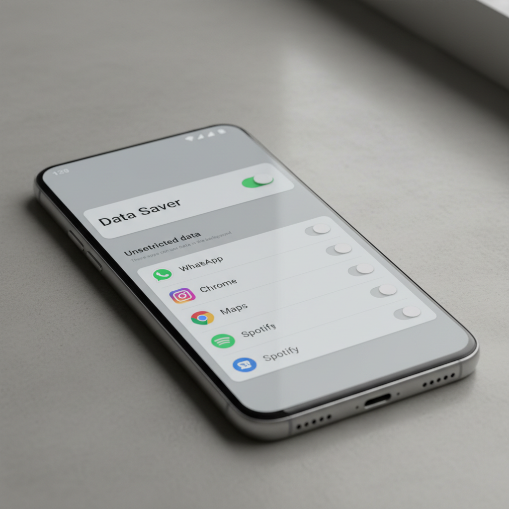 Data Saver and allowlisted apps screen on Android