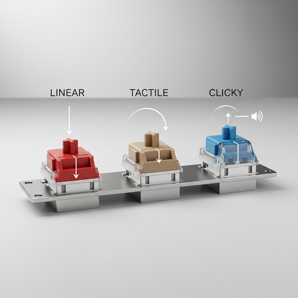 Comparison of linear tactile and clicky switch feel with simple desk setup
