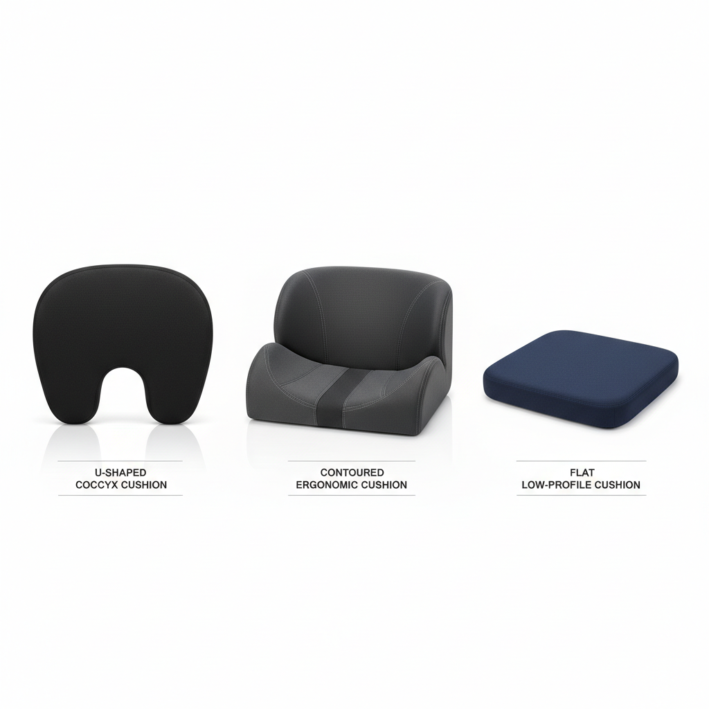 Comparison of seat cushion shapes U-shaped contoured and flat cushion