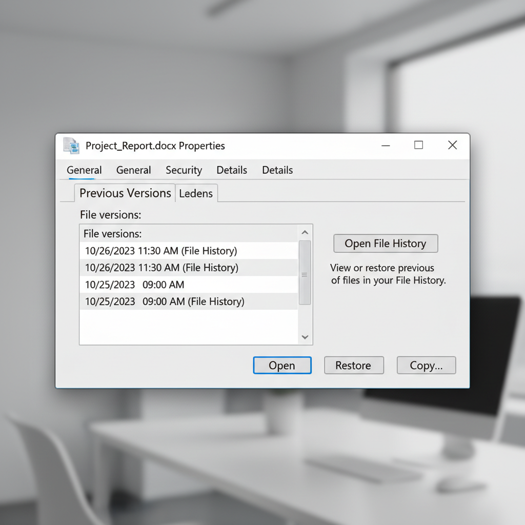 Windows Previous Versions and File History restore options
