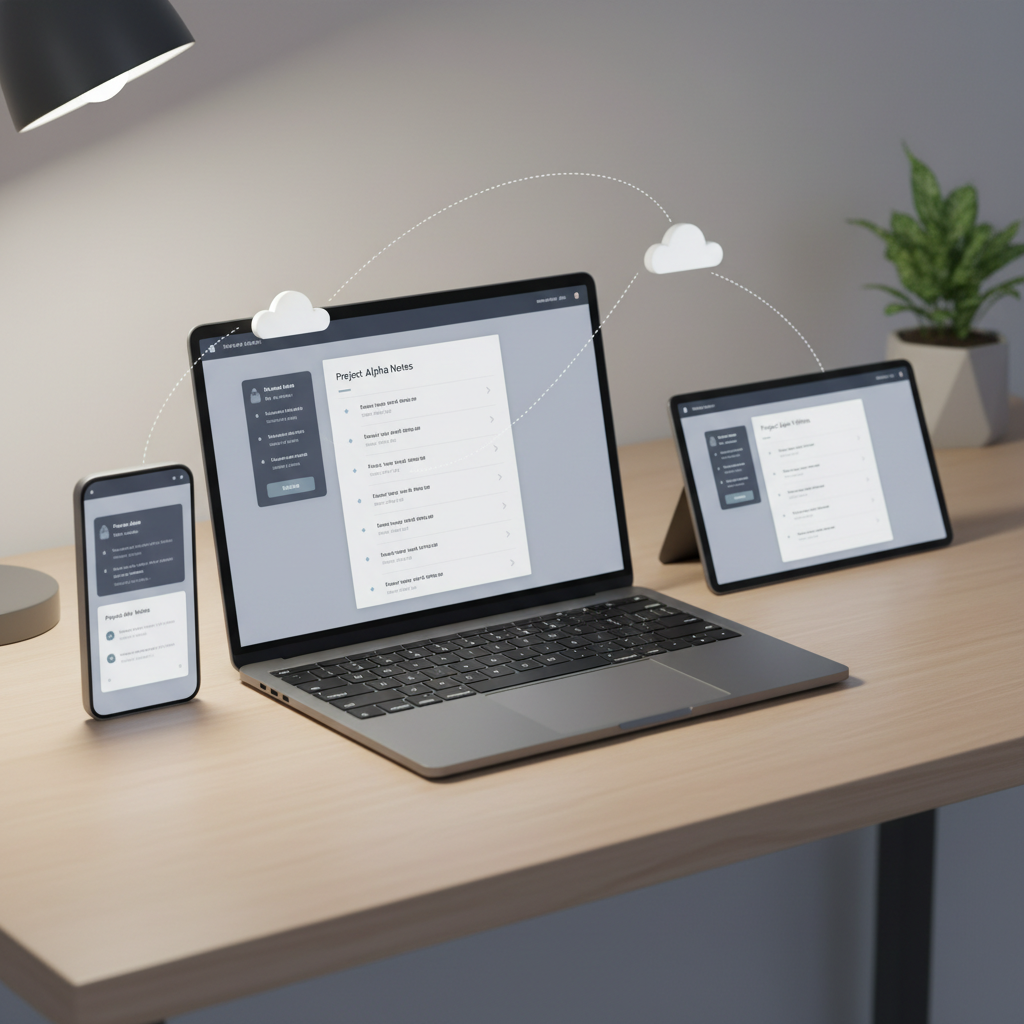 Cloud-synced notes across phone laptop and tablet