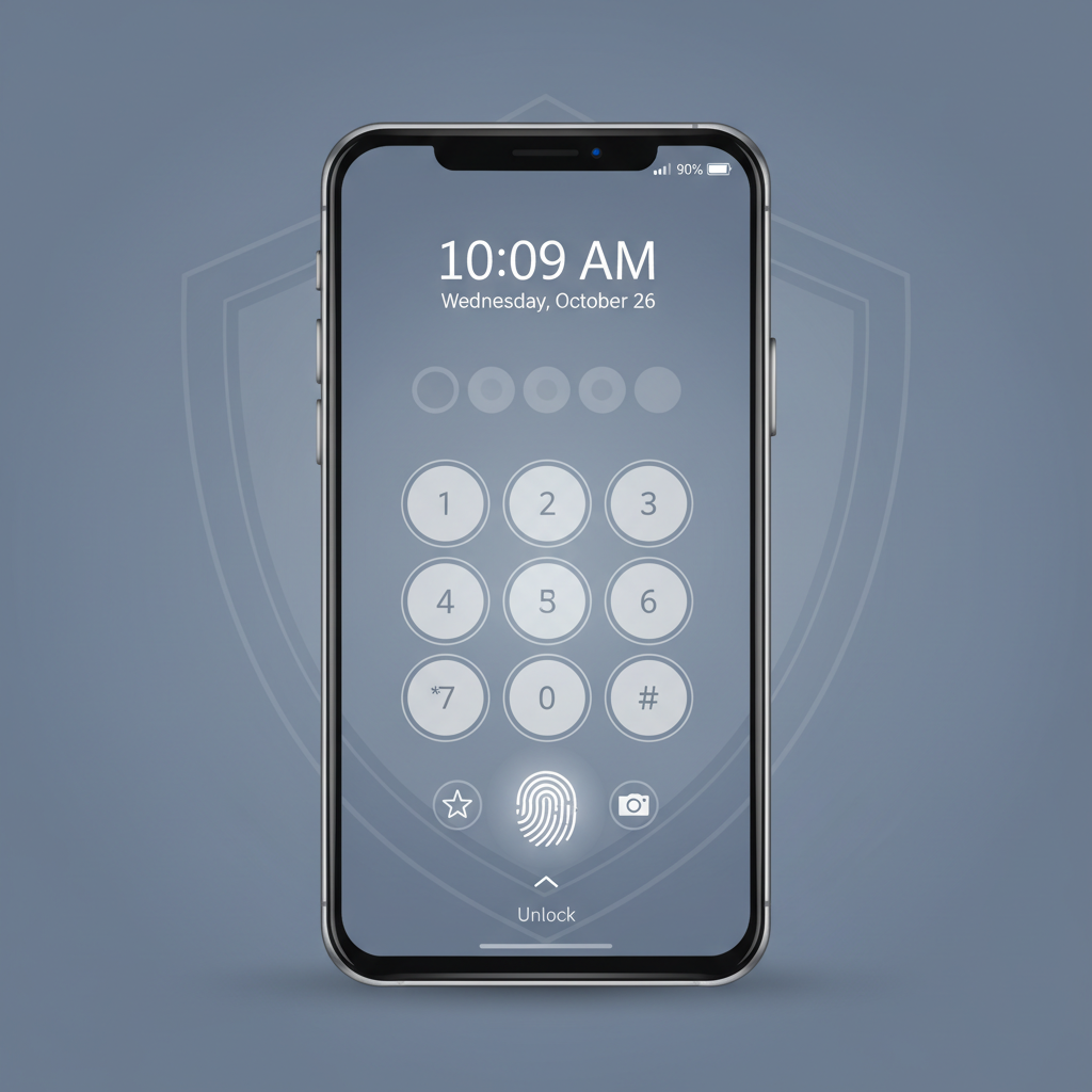 Strong passcode and biometric lock screen security settings