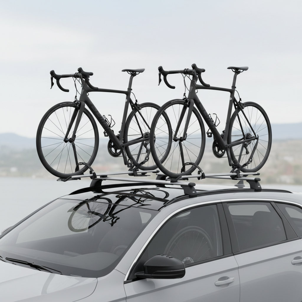 Comparison of roof bike rack styles fork mount vs wheel-on tray