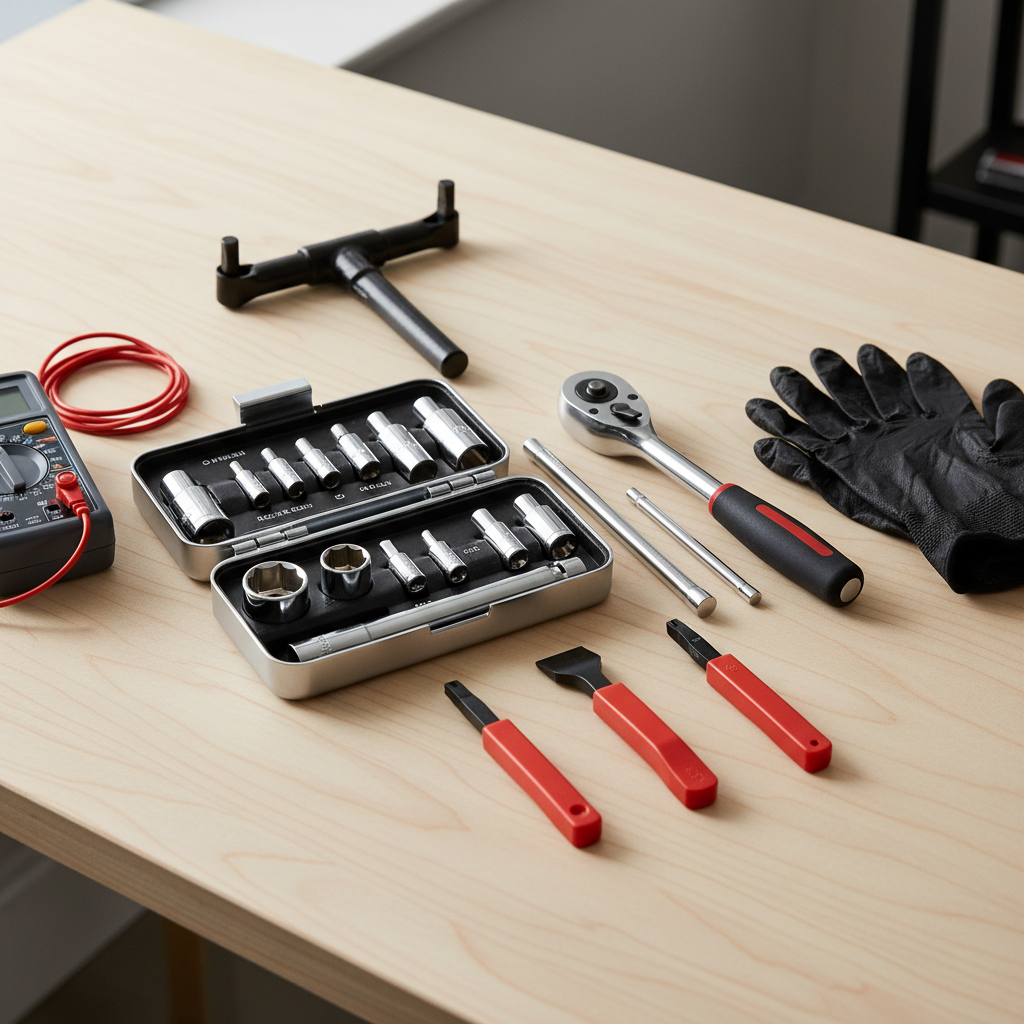 Tools for replacing a windshield wiper motor including sockets and trim tools