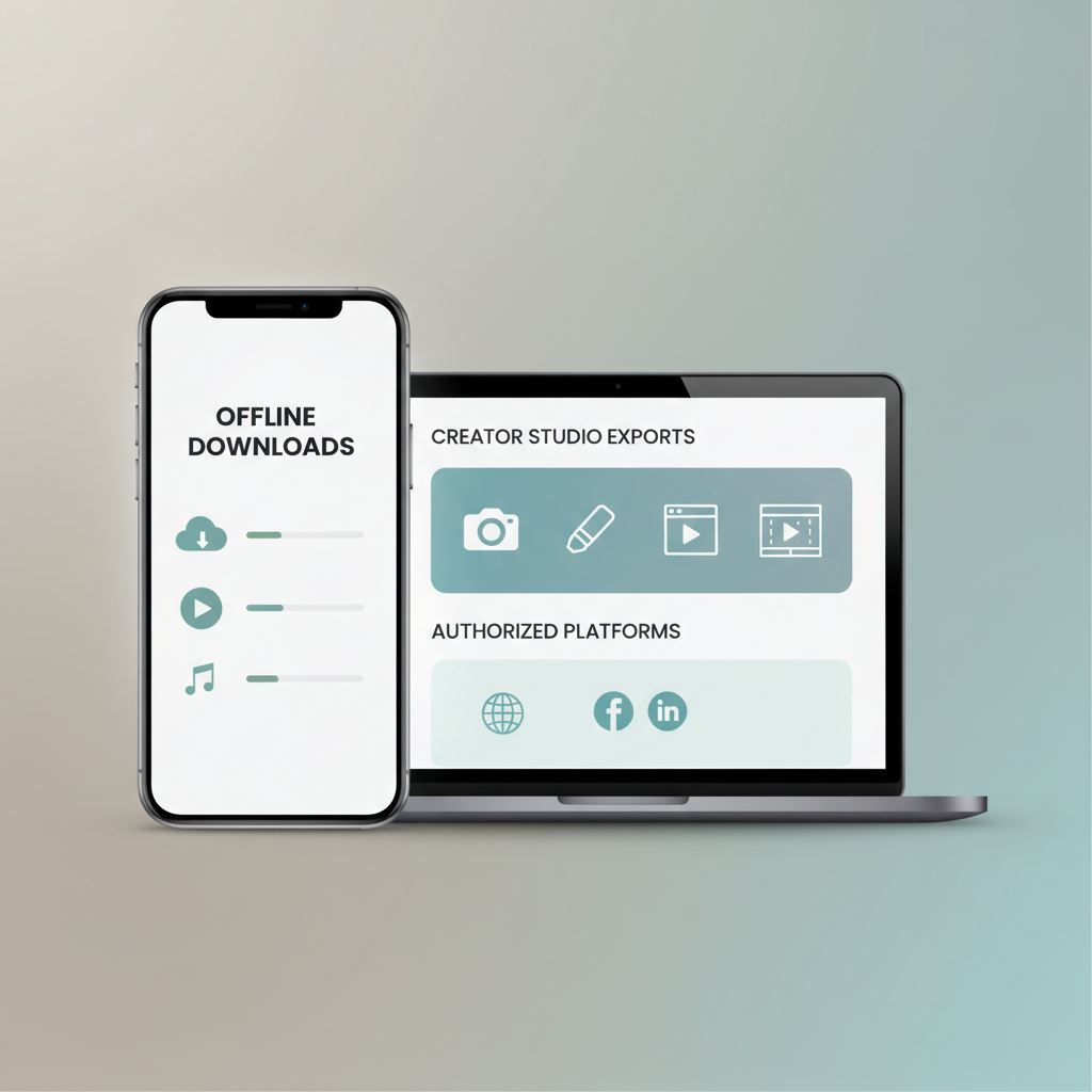 Comparison view of legal YouTube offline options on phone and desktop