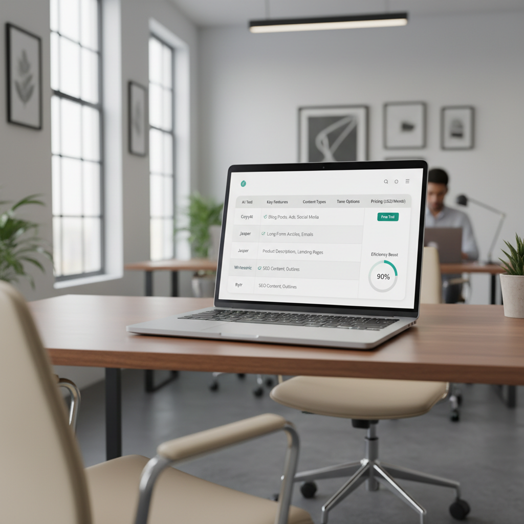 Comparison table concept for free AI story generator tools on a screen