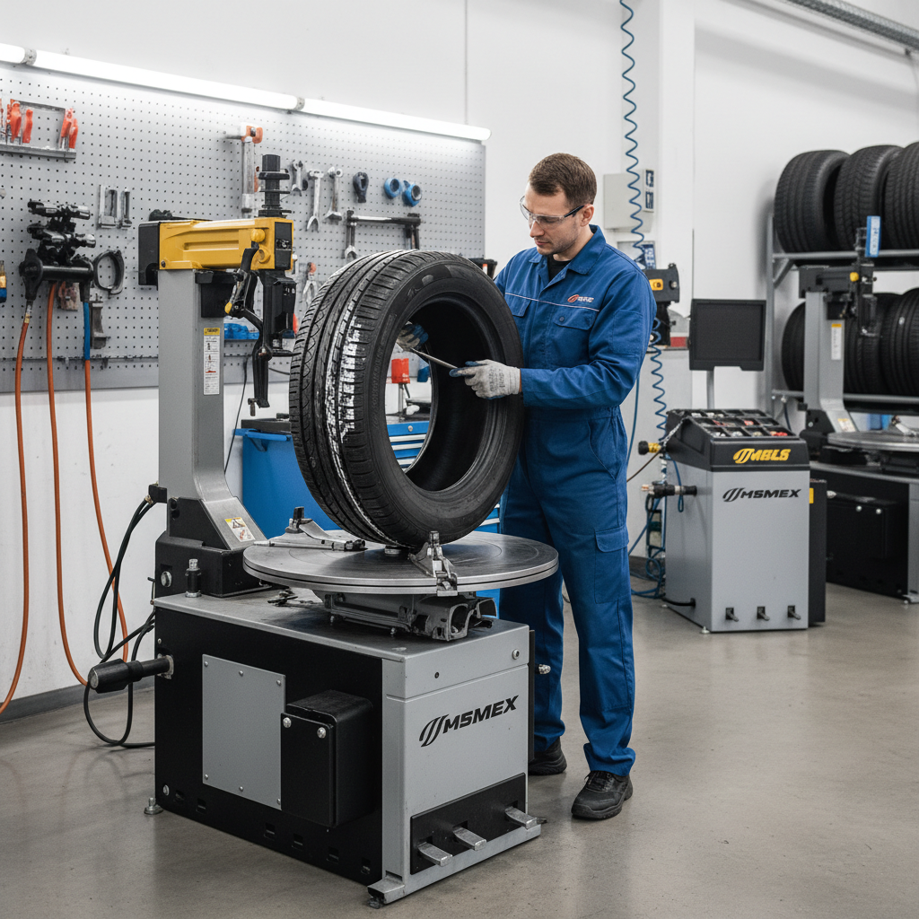 Tire technician inspecting a tire interior after sealant use in a repair shop