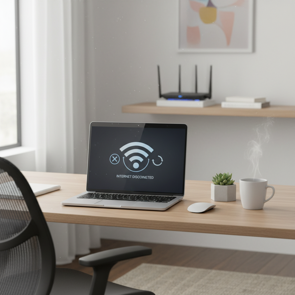 Laptop repeatedly losing WiFi connection in a home office