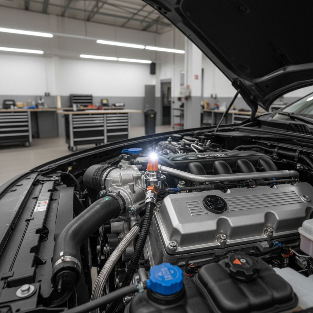 Coolant temperature sensor location on an engine near thermostat housing