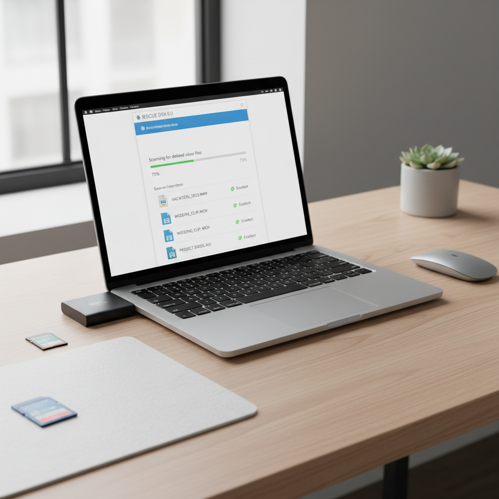 SD card video recovery workflow using a card reader and laptop
