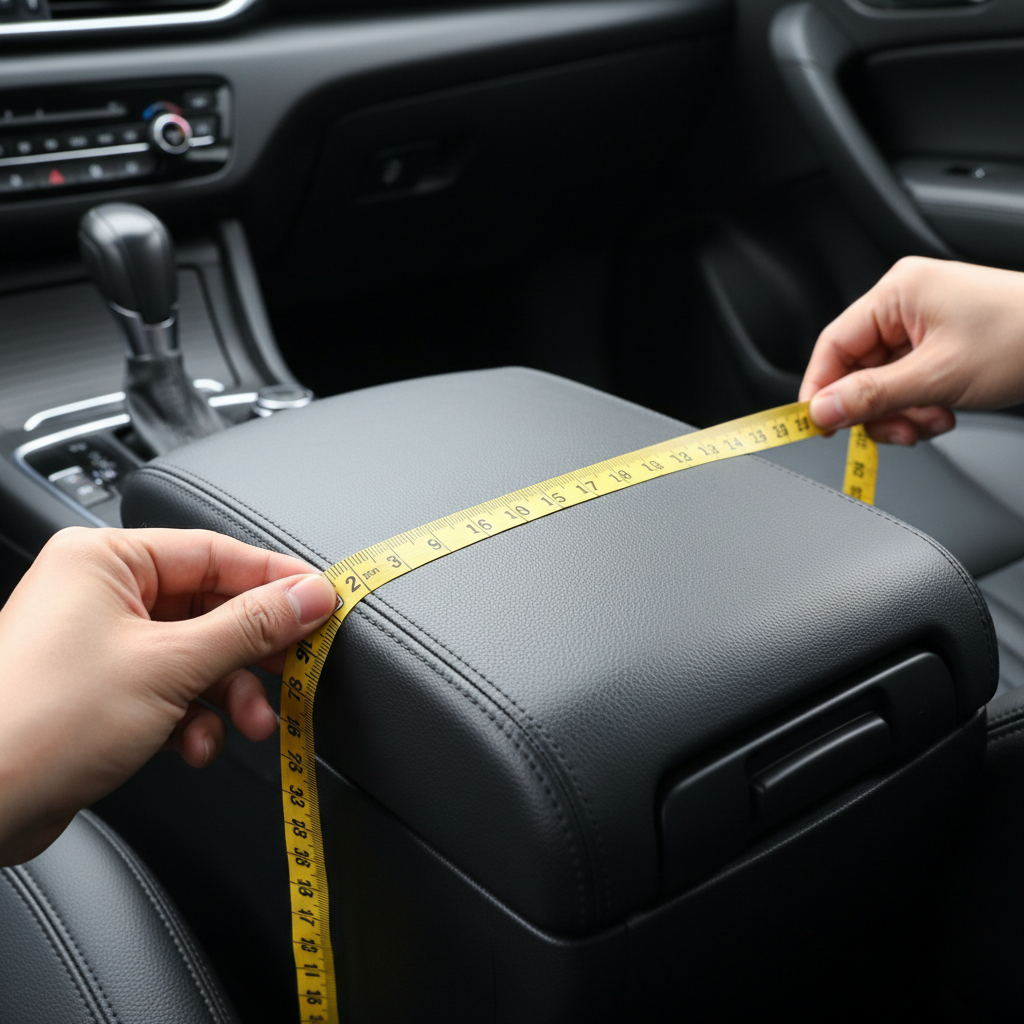 Measuring a car armrest to choose the right armrest cover size