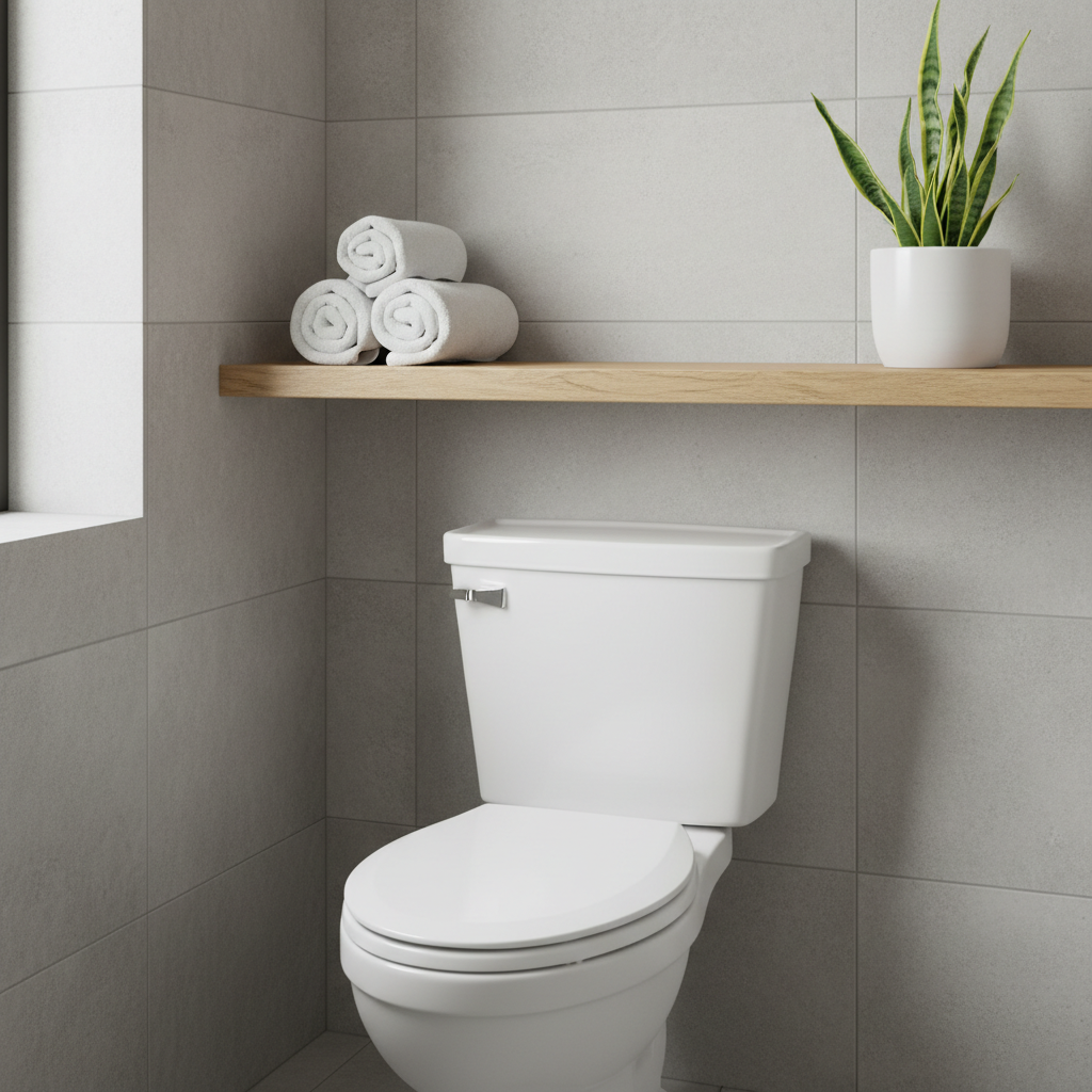 DIY Wooden Floating Shelf for Bathroom Toilet Area