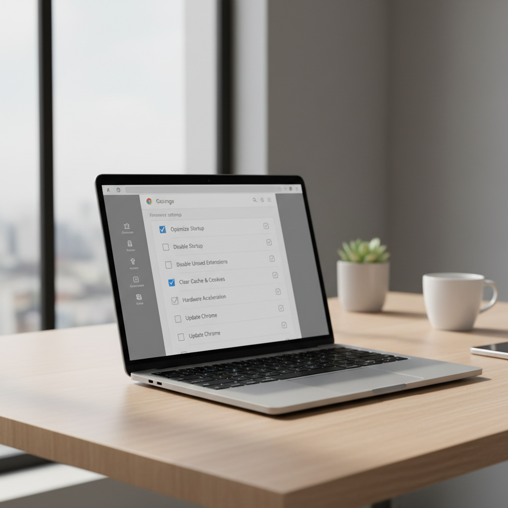 Chrome performance optimization checklist on a laptop